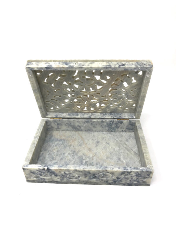 Shreyshti Soapstone Storage / Tarot Card Box Net Carving approx 6"x4" for Tarot Cards, Jewelry etc. - Image 4